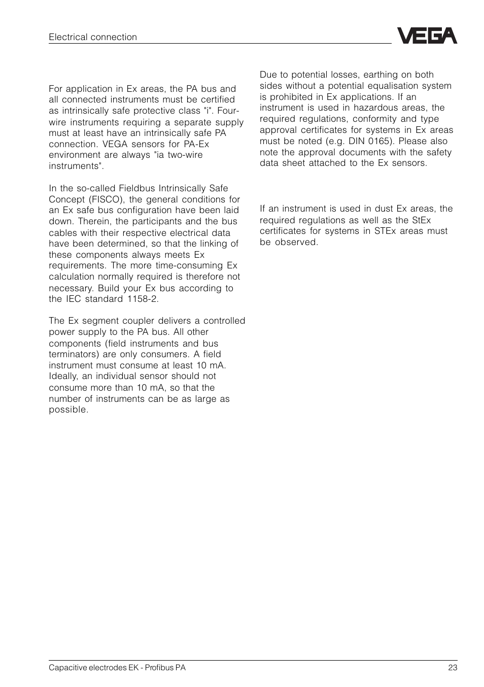 VEGA Capacitive electrodes EK Profibus PA User Manual | Page 23 / 56