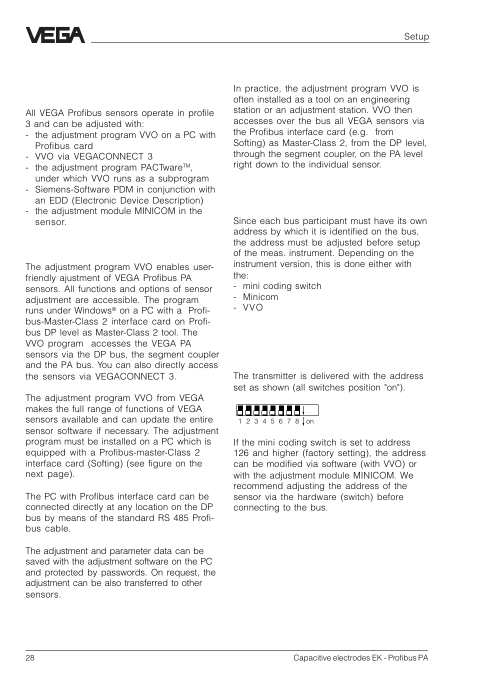 4 setup, 1 adjustment media | VEGA Capacitive electrodes EK Profibus PA User Manual | Page 28 / 56