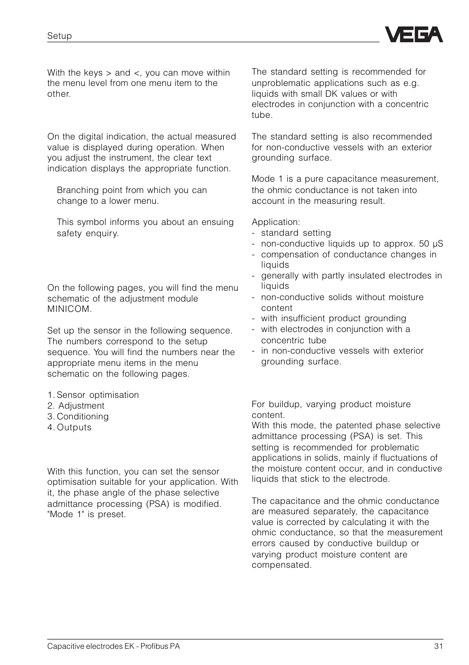 VEGA Capacitive electrodes EK Profibus PA User Manual | Page 31 / 56