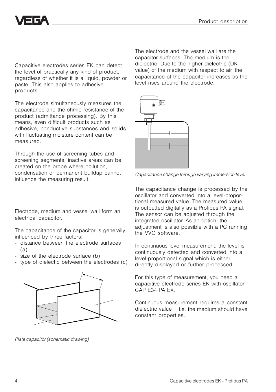 1 product description, 1 function and configuration | VEGA Capacitive electrodes EK Profibus PA User Manual | Page 4 / 56