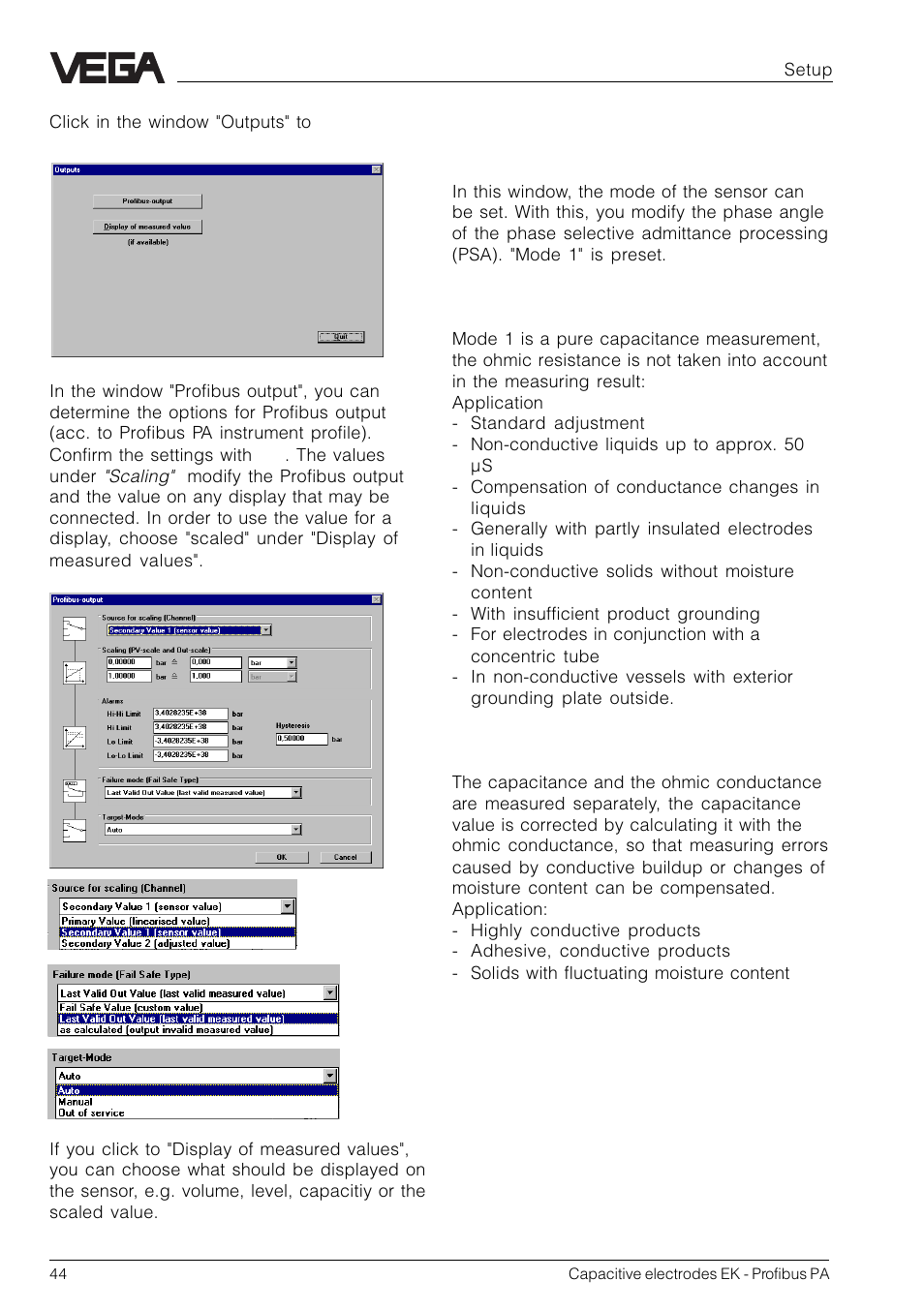 VEGA Capacitive electrodes EK Profibus PA User Manual | Page 44 / 56