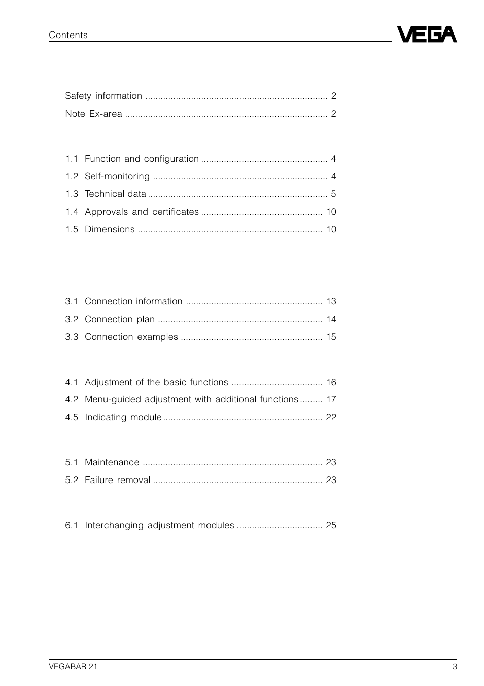 VEGA VEGABAR 21 User Manual | Page 3 / 28