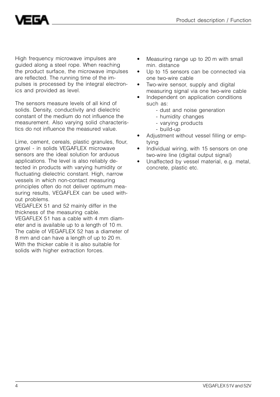 1 product description, 1 function | VEGA VEGAFLEX 52V User Manual | Page 4 / 36