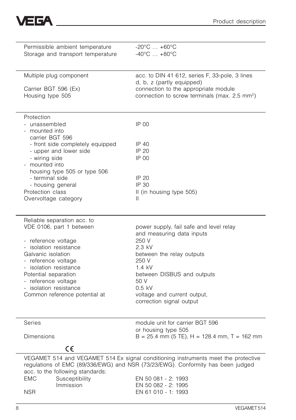 VEGA VEGAMET 514 User Manual | Page 8 / 64