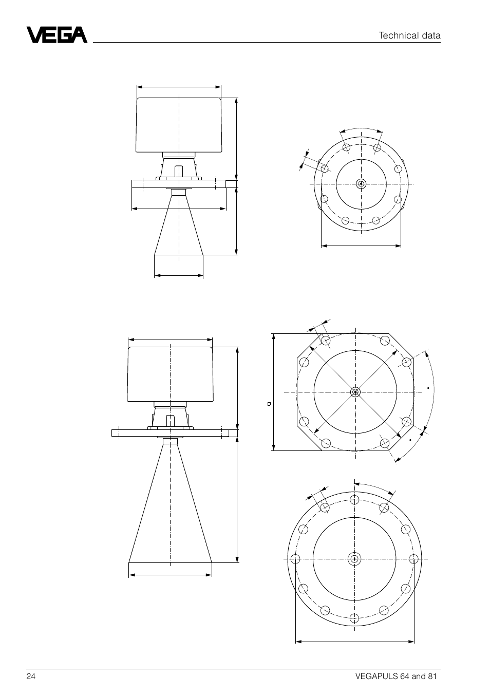 Technical data | VEGA VEGAPULS 81 User Manual | Page 24 / 84