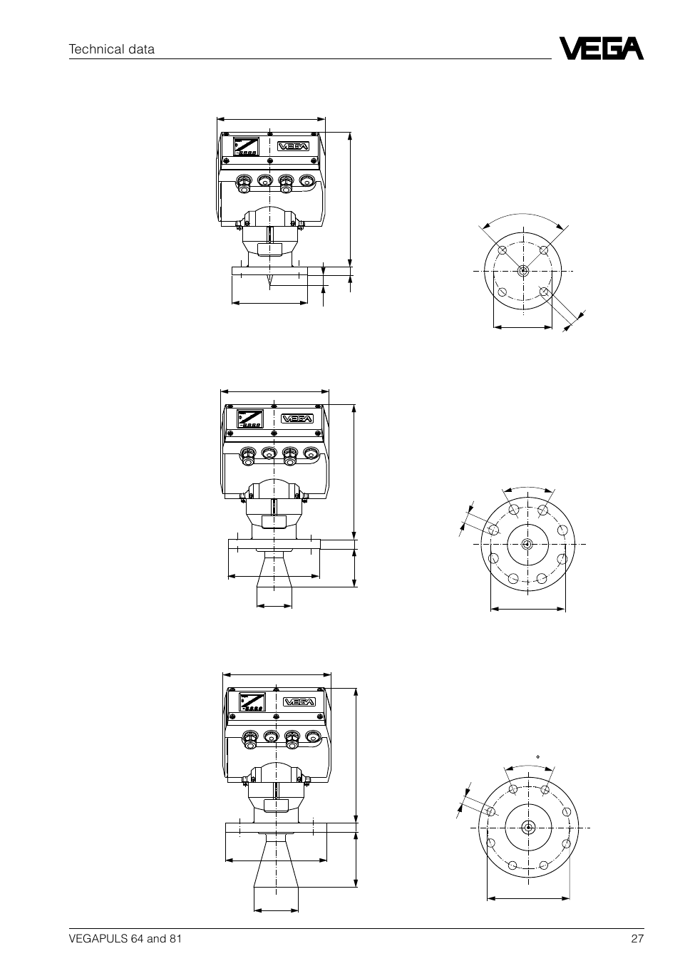 Vegapuls 81 f…, instruments for all ex-areas, Technical data | VEGA VEGAPULS 81 User Manual | Page 27 / 84