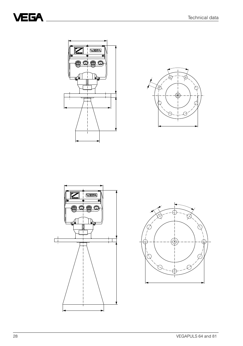 Technical data | VEGA VEGAPULS 81 User Manual | Page 28 / 84