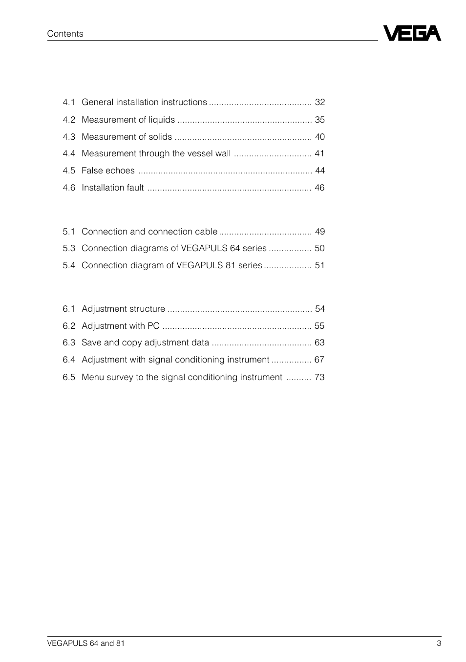 VEGA VEGAPULS 81 User Manual | Page 3 / 84