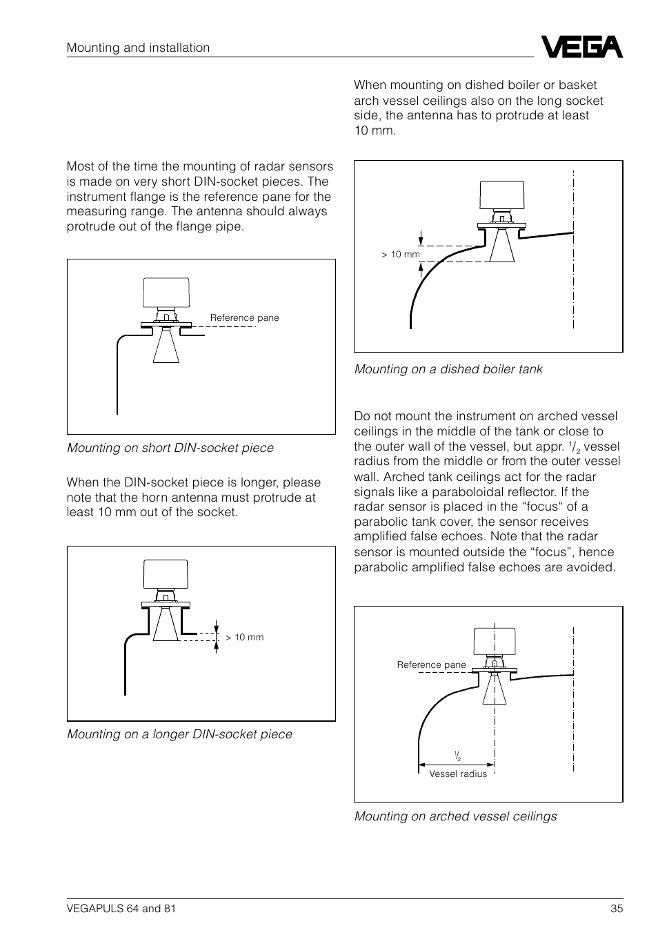 2 measurement of liquids, Horn antenna | VEGA VEGAPULS 81 User Manual | Page 35 / 84