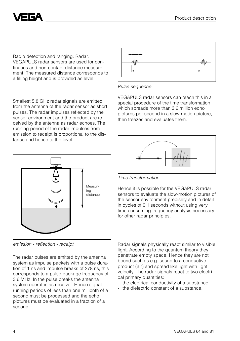 1 product description, 1 function | VEGA VEGAPULS 81 User Manual | Page 4 / 84