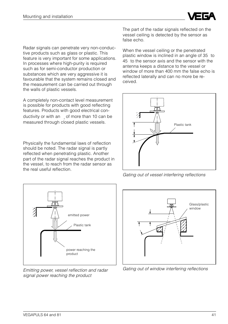 4 measurement through the vessel wall | VEGA VEGAPULS 81 User Manual | Page 41 / 84