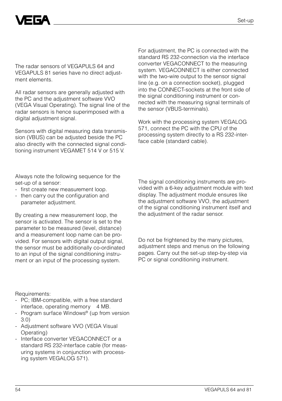 6 set-up, 1 adjustment structure | VEGA VEGAPULS 81 User Manual | Page 54 / 84