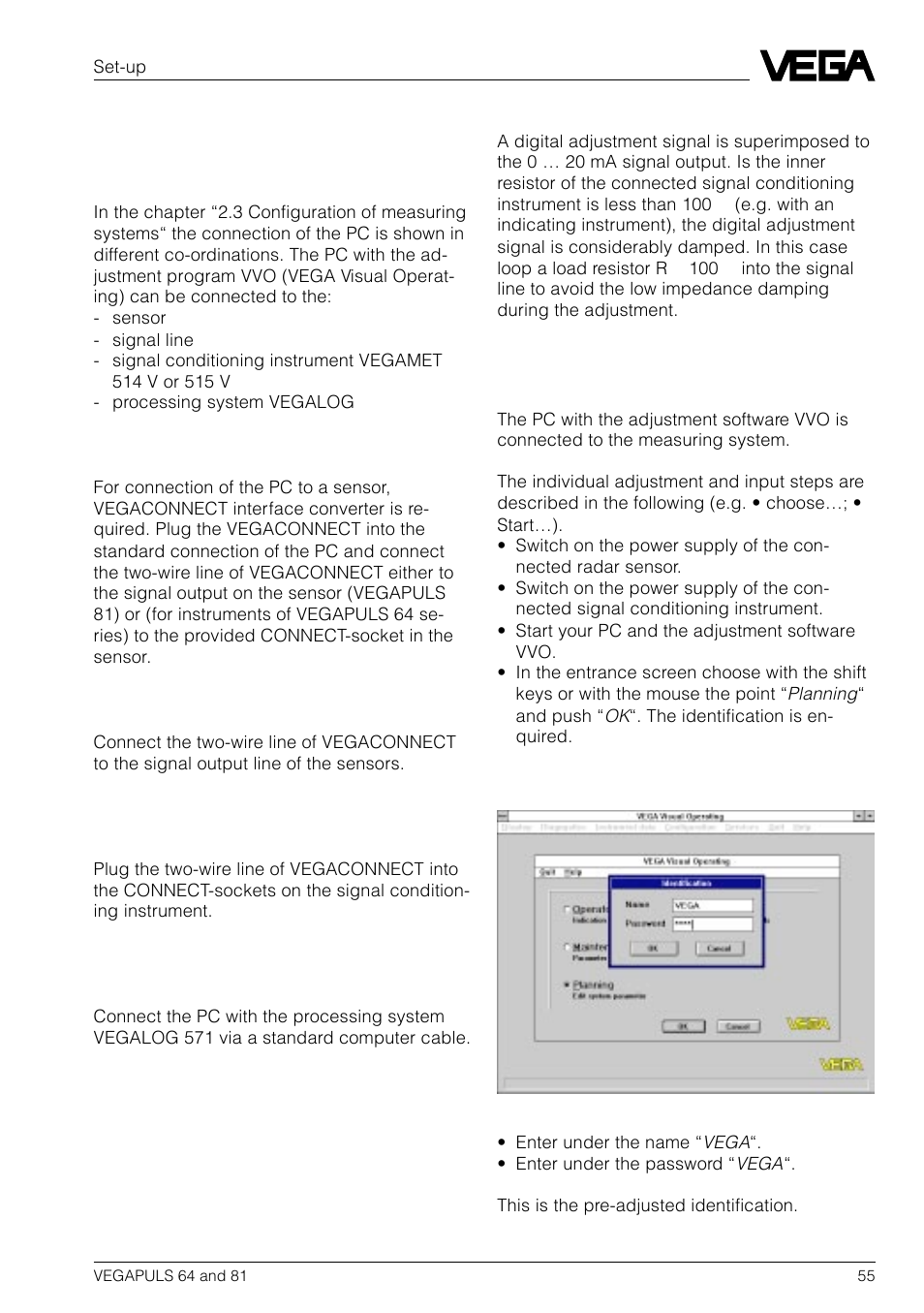 2 adjustment with pc | VEGA VEGAPULS 81 User Manual | Page 55 / 84