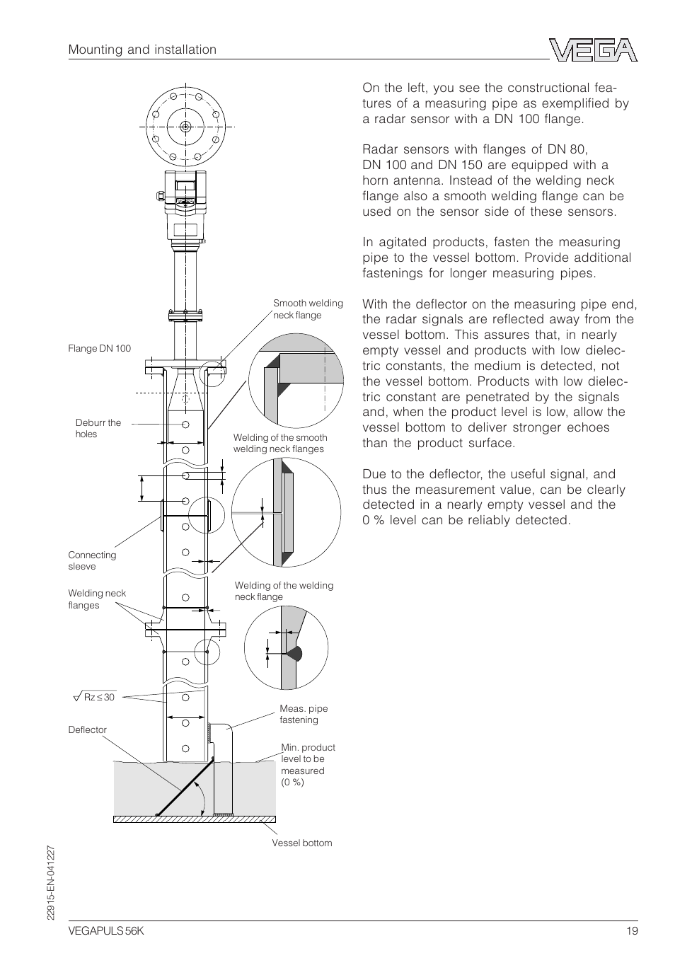 Mounting and installation | VEGA VEGAPULS 56K User Manual | Page 19 / 68