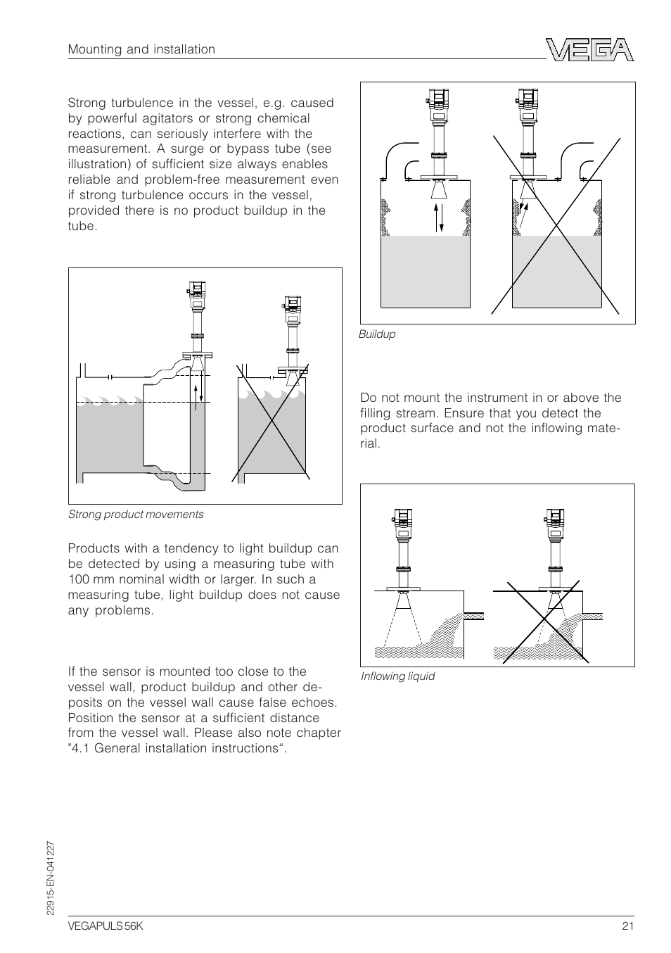 Mounting and installation | VEGA VEGAPULS 56K User Manual | Page 21 / 68