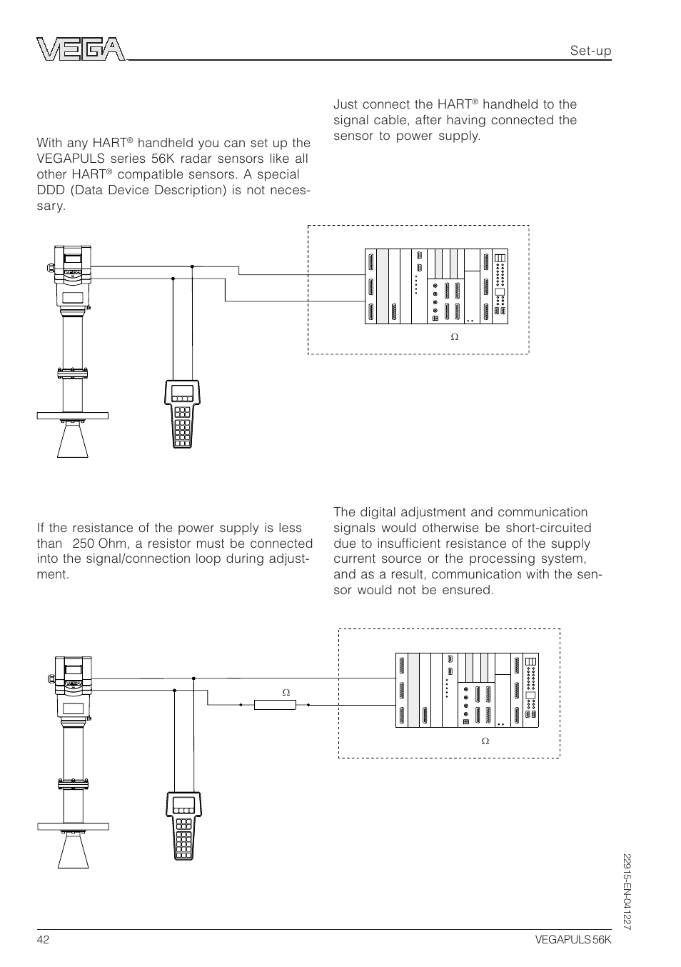 4 adjustment with hart, Handheld | VEGA VEGAPULS 56K User Manual | Page 42 / 68