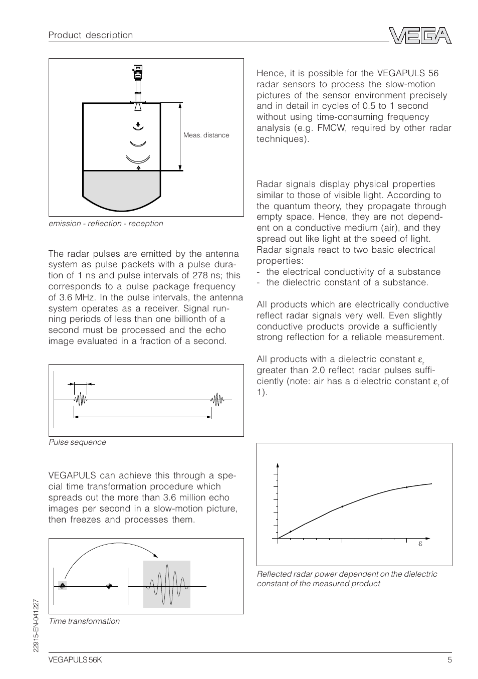 Nearly all products can be measured, Of 1), Time transformation pulse sequence | Emission - reflection - reception | VEGA VEGAPULS 56K User Manual | Page 5 / 68