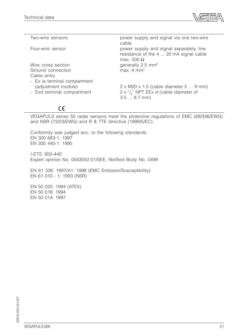 VEGA VEGAPULS 56K User Manual | Page 51 / 68