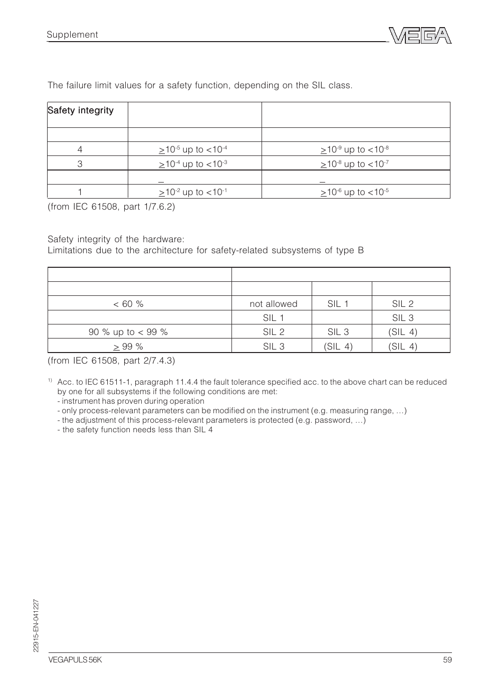 4 determination of safety-related characteristics | VEGA VEGAPULS 56K User Manual | Page 59 / 68