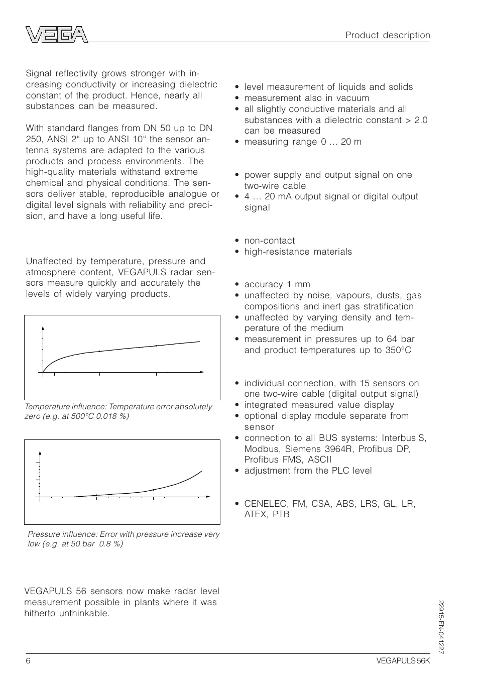 2 application features, Continuous and accurate | VEGA VEGAPULS 56K User Manual | Page 6 / 68