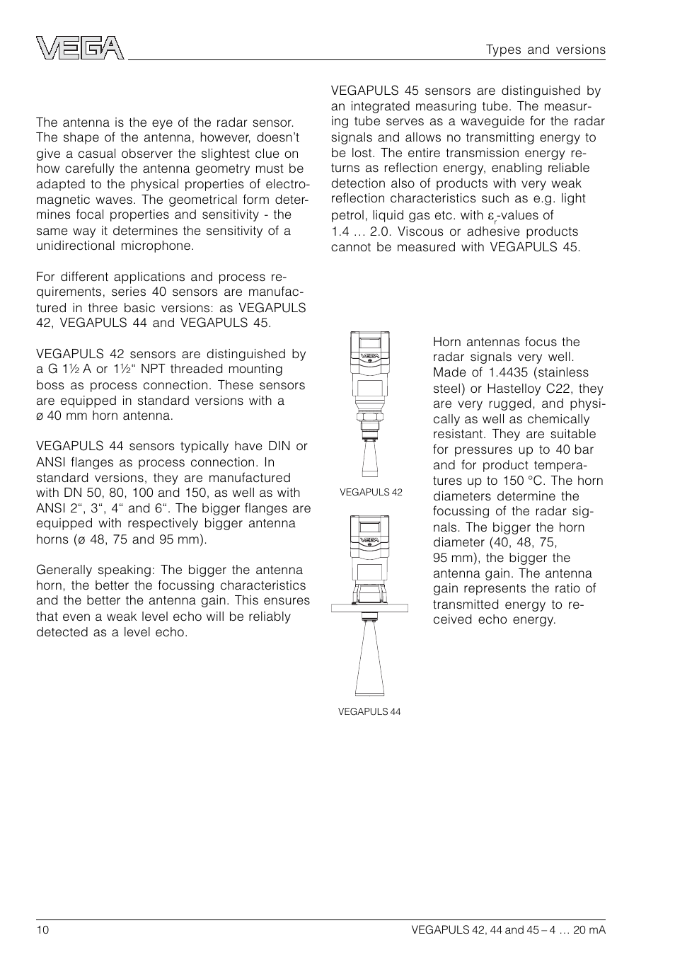 2 antennas | VEGA VEGAPULS 45 4 … 20 mA; HART compact sensor User Manual | Page 10 / 72