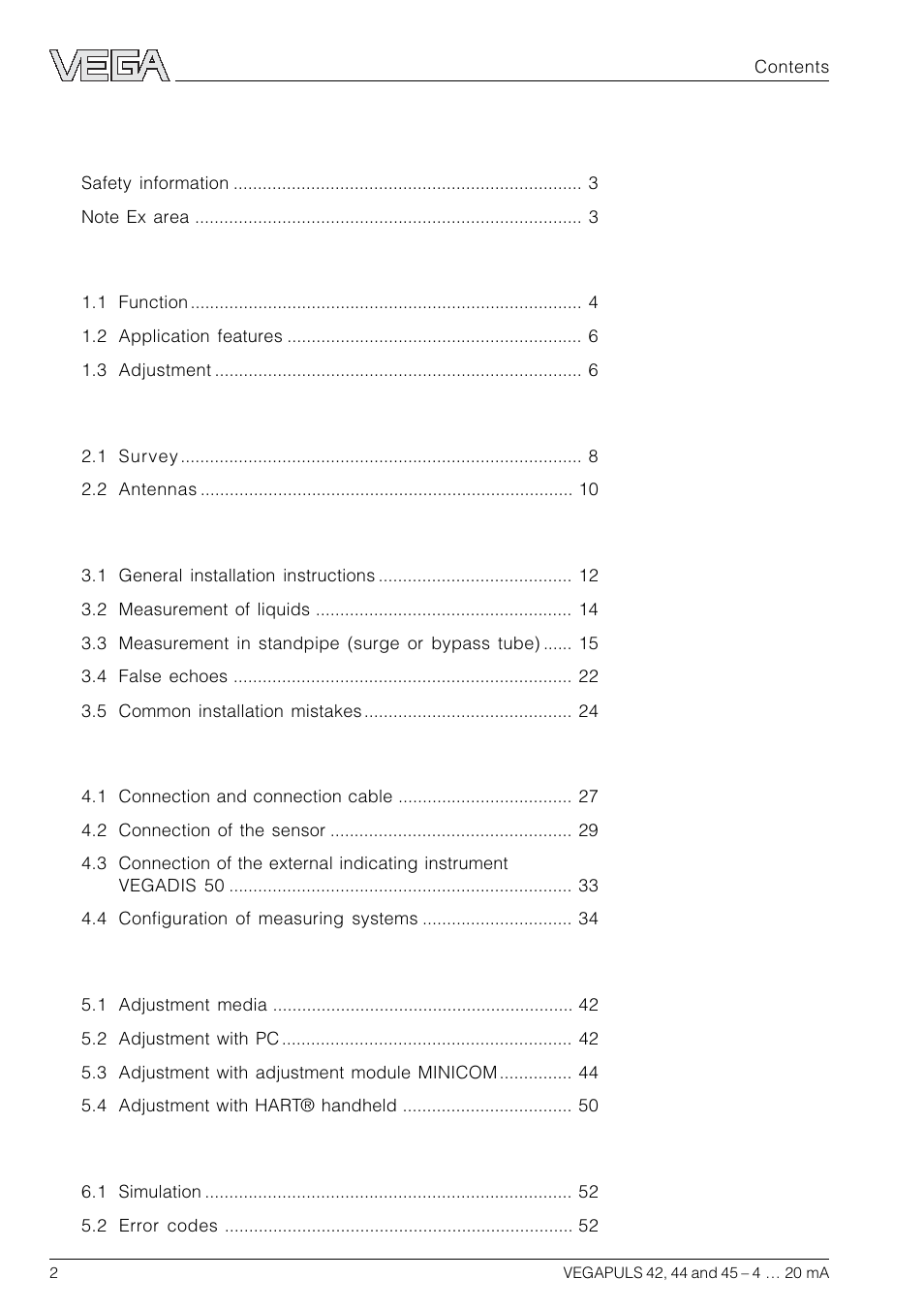 VEGA VEGAPULS 45 4 … 20 mA; HART compact sensor User Manual | Page 2 / 72