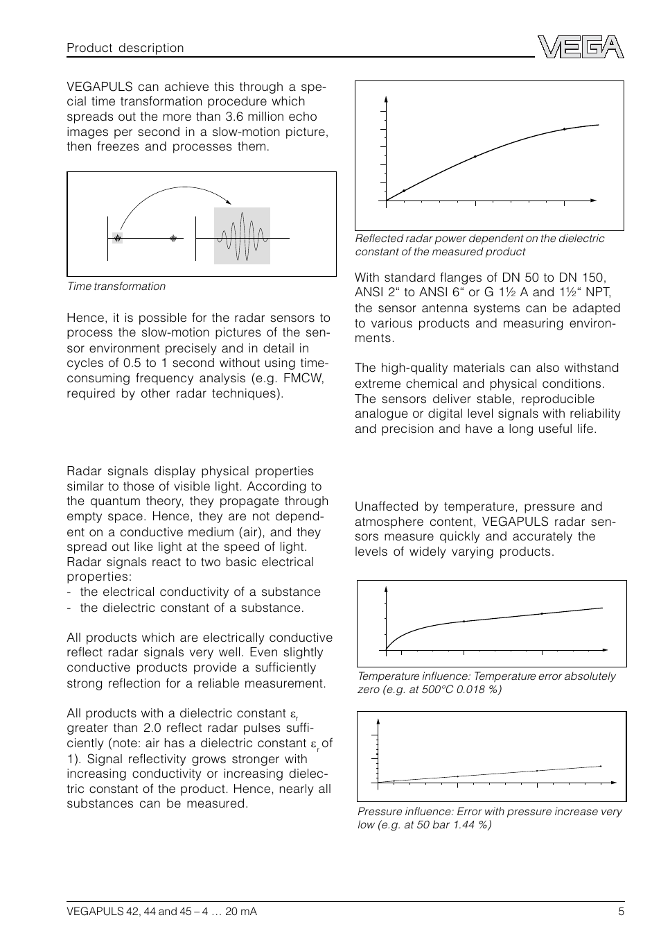 Continuous and accurate, Nearly all products can be measured, Time transformation | VEGA VEGAPULS 45 4 … 20 mA; HART compact sensor User Manual | Page 5 / 72