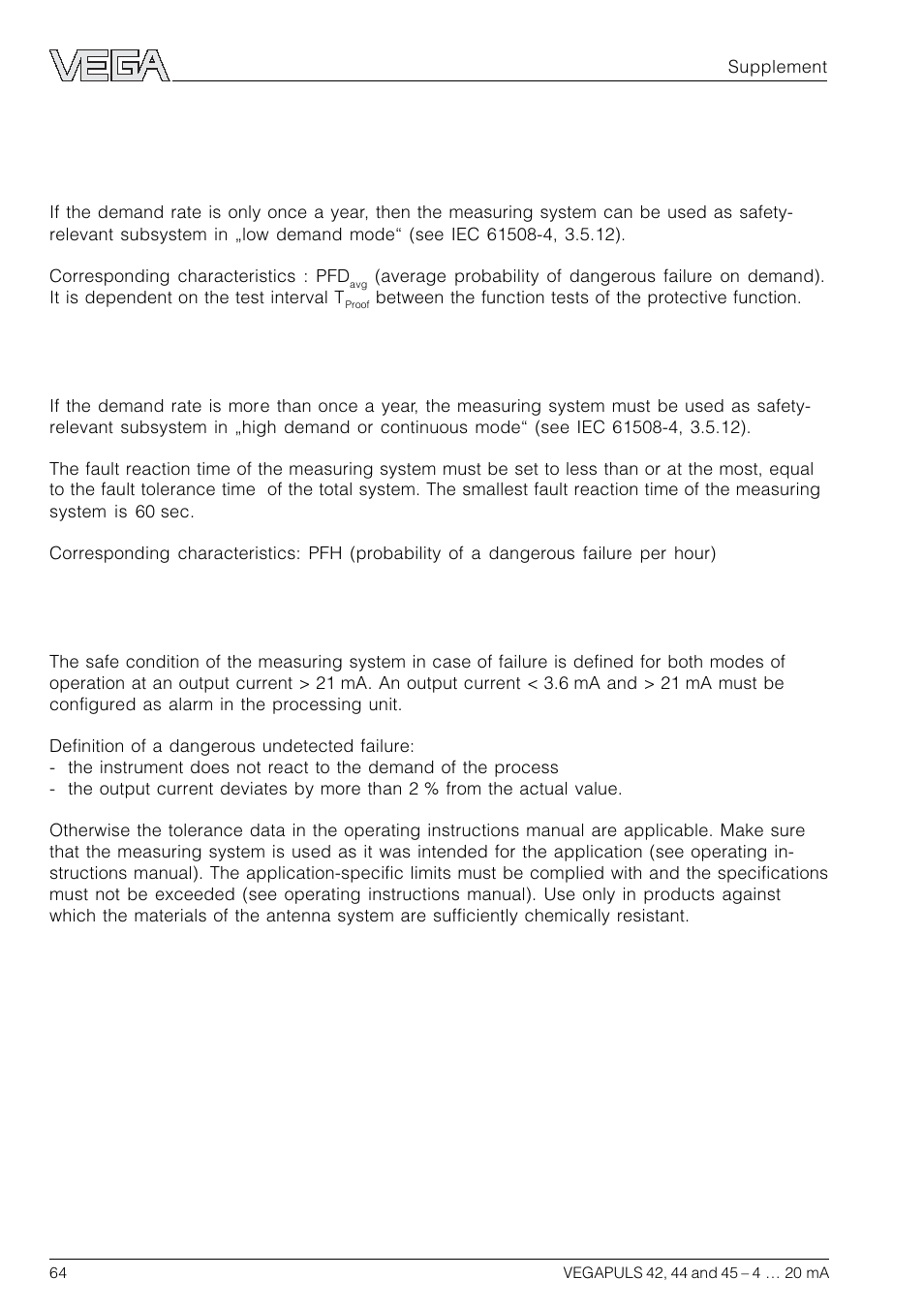 2 planning, 1 low demand mode, 2 high demand or continuous mode | 3 general, 2planning | VEGA VEGAPULS 45 4 … 20 mA; HART compact sensor User Manual | Page 64 / 72