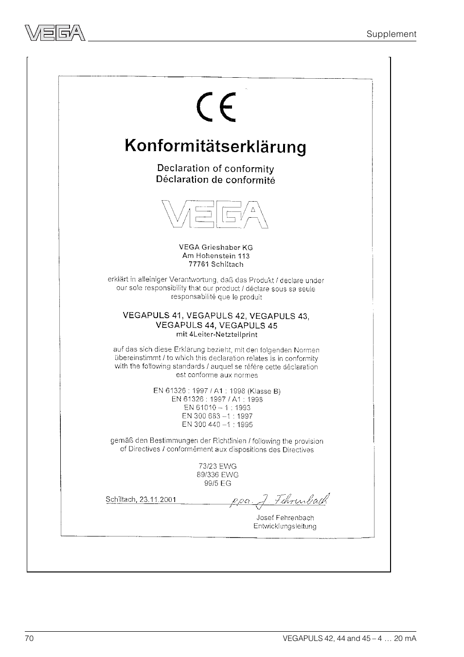 VEGA VEGAPULS 45 4 … 20 mA; HART compact sensor User Manual | Page 70 / 72