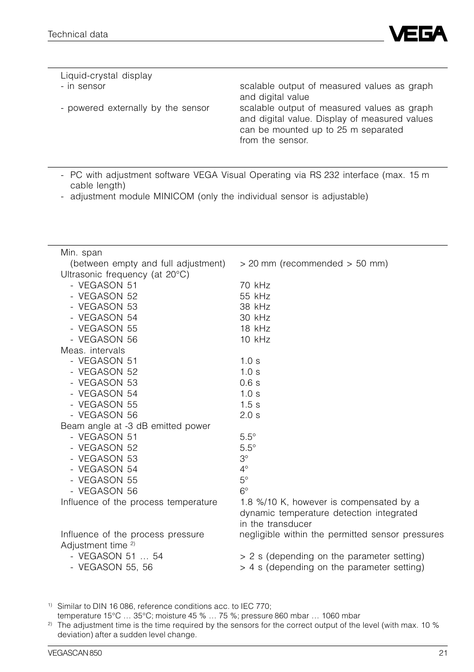 VEGA VEGASCAN 850 User Manual | Page 21 / 92