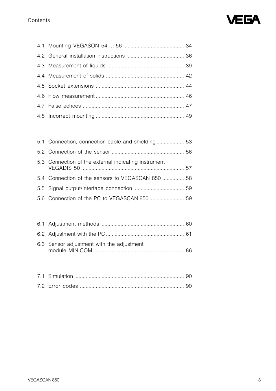 VEGA VEGASCAN 850 User Manual | Page 3 / 92