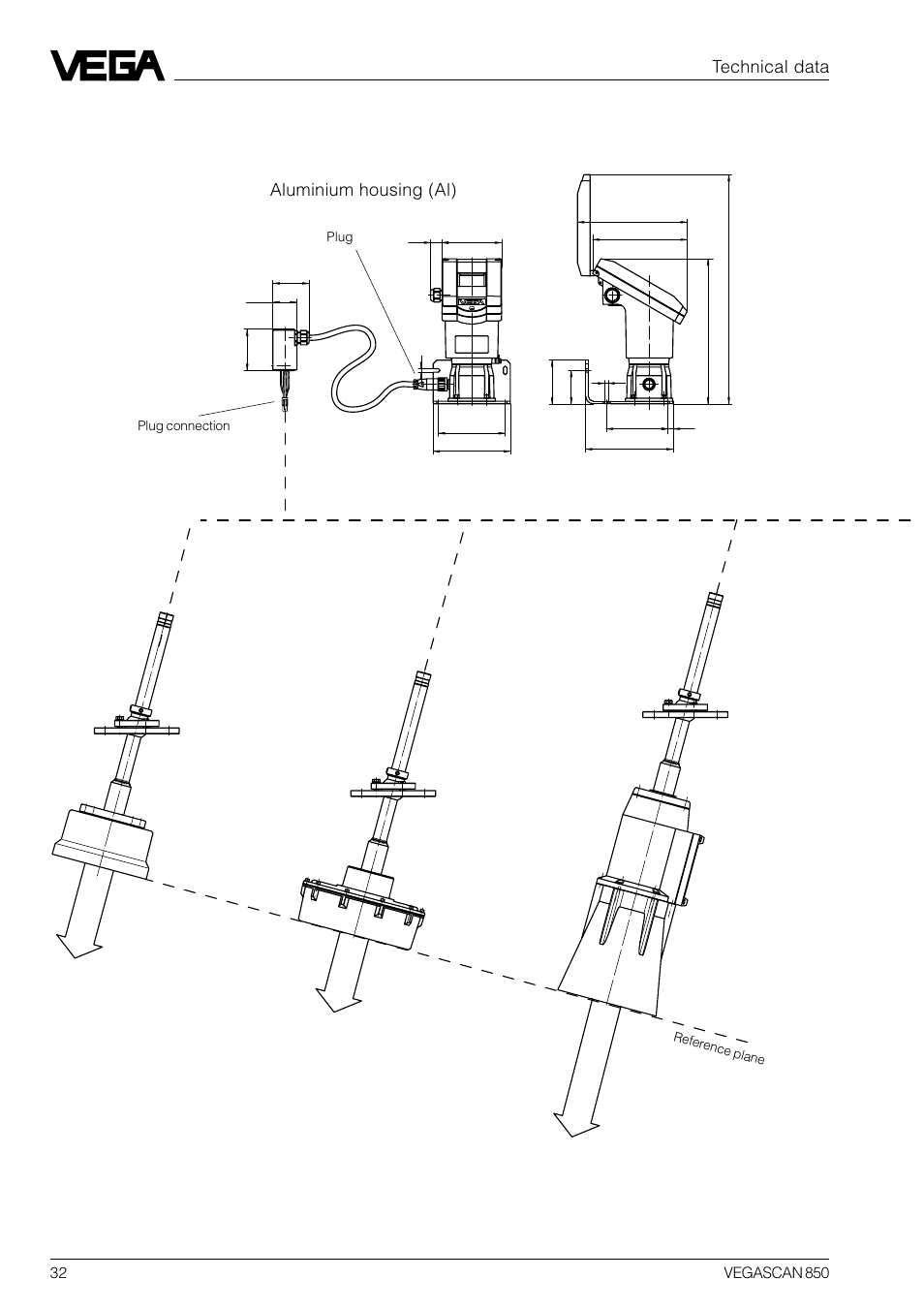 Vegason 54 … 56 in version c | VEGA VEGASCAN 850 User Manual | Page 32 / 92