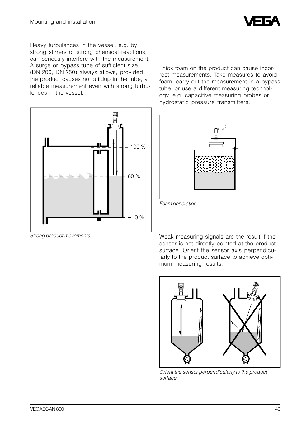 8 incorrect mounting | VEGA VEGASCAN 850 User Manual | Page 49 / 92