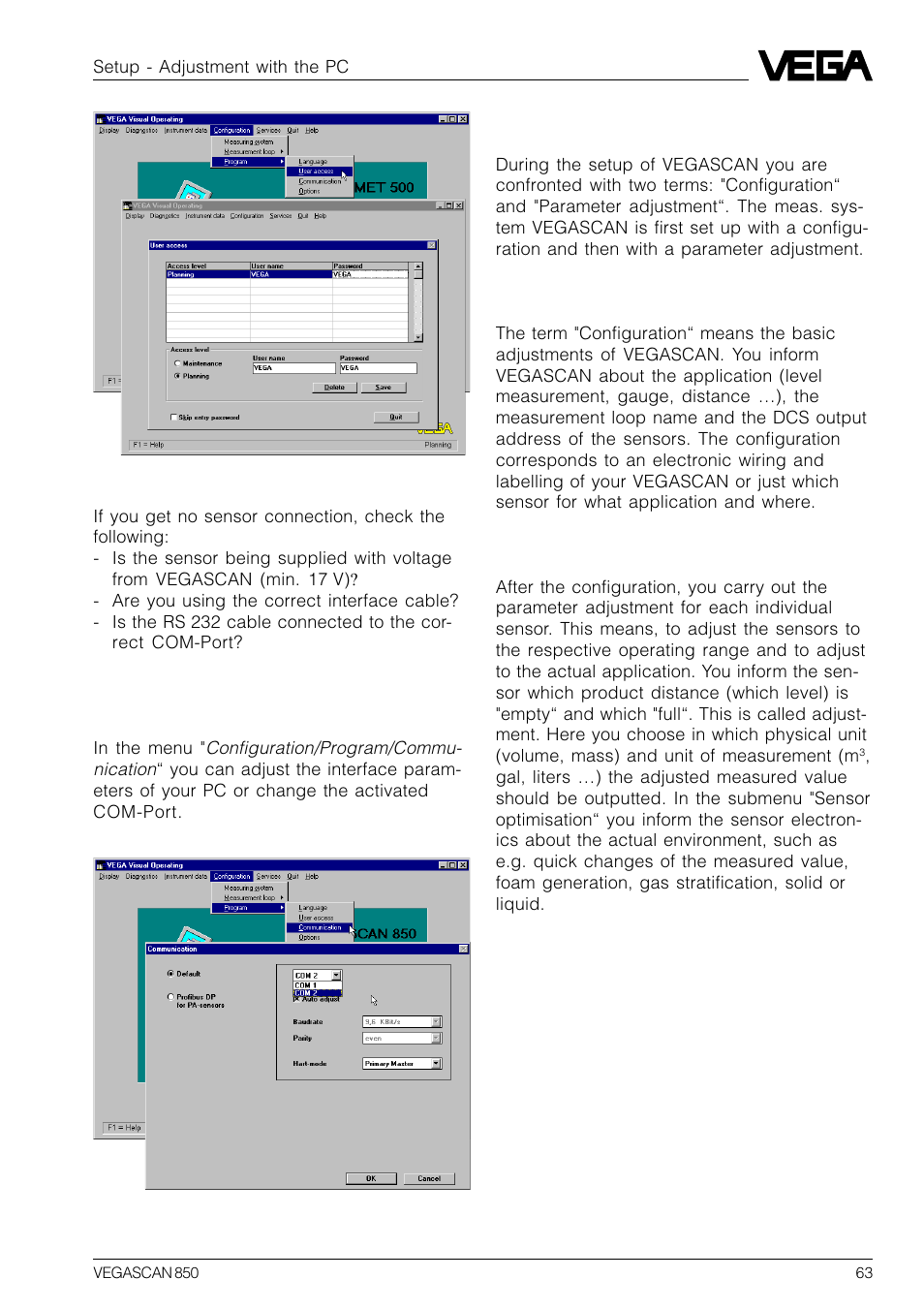 VEGA VEGASCAN 850 User Manual | Page 63 / 92