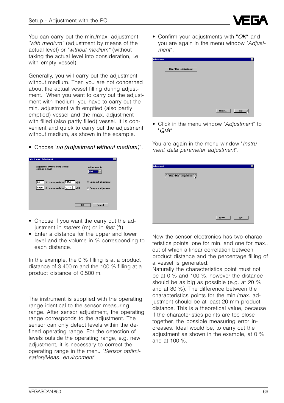 VEGA VEGASCAN 850 User Manual | Page 69 / 92