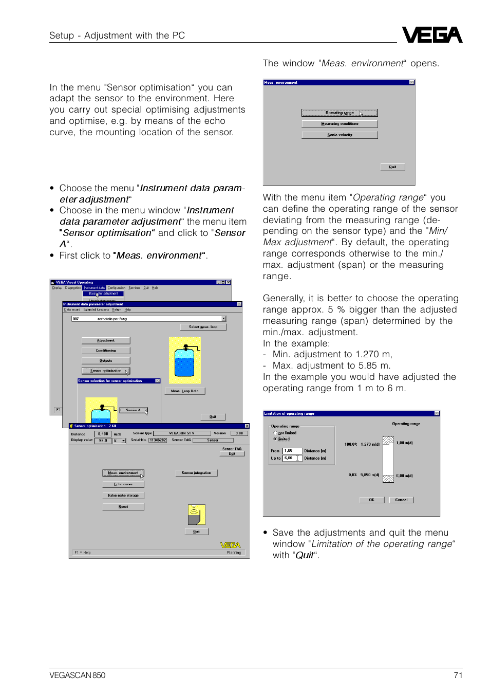 VEGA VEGASCAN 850 User Manual | Page 71 / 92