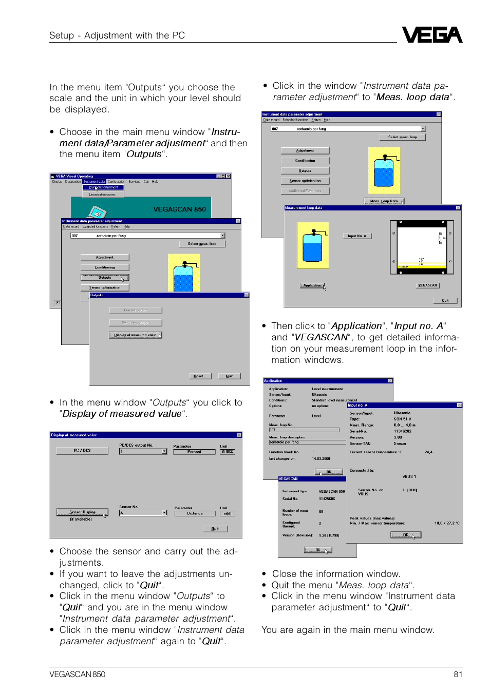 VEGA VEGASCAN 850 User Manual | Page 81 / 92