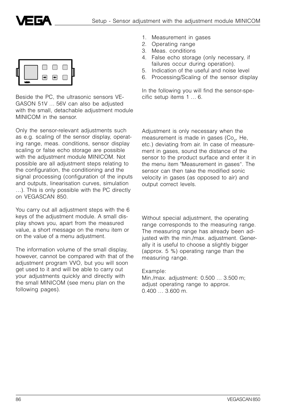 VEGA VEGASCAN 850 User Manual | Page 86 / 92