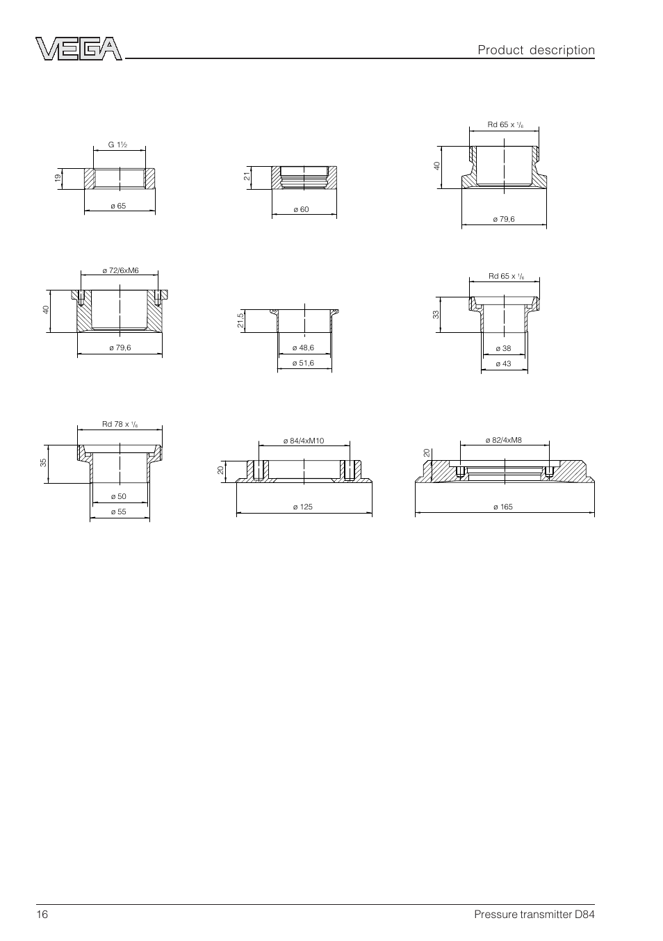 16 pressure transmitter d84 | VEGA D84 Hydrostatic pressure transmitter User Manual | Page 16 / 44