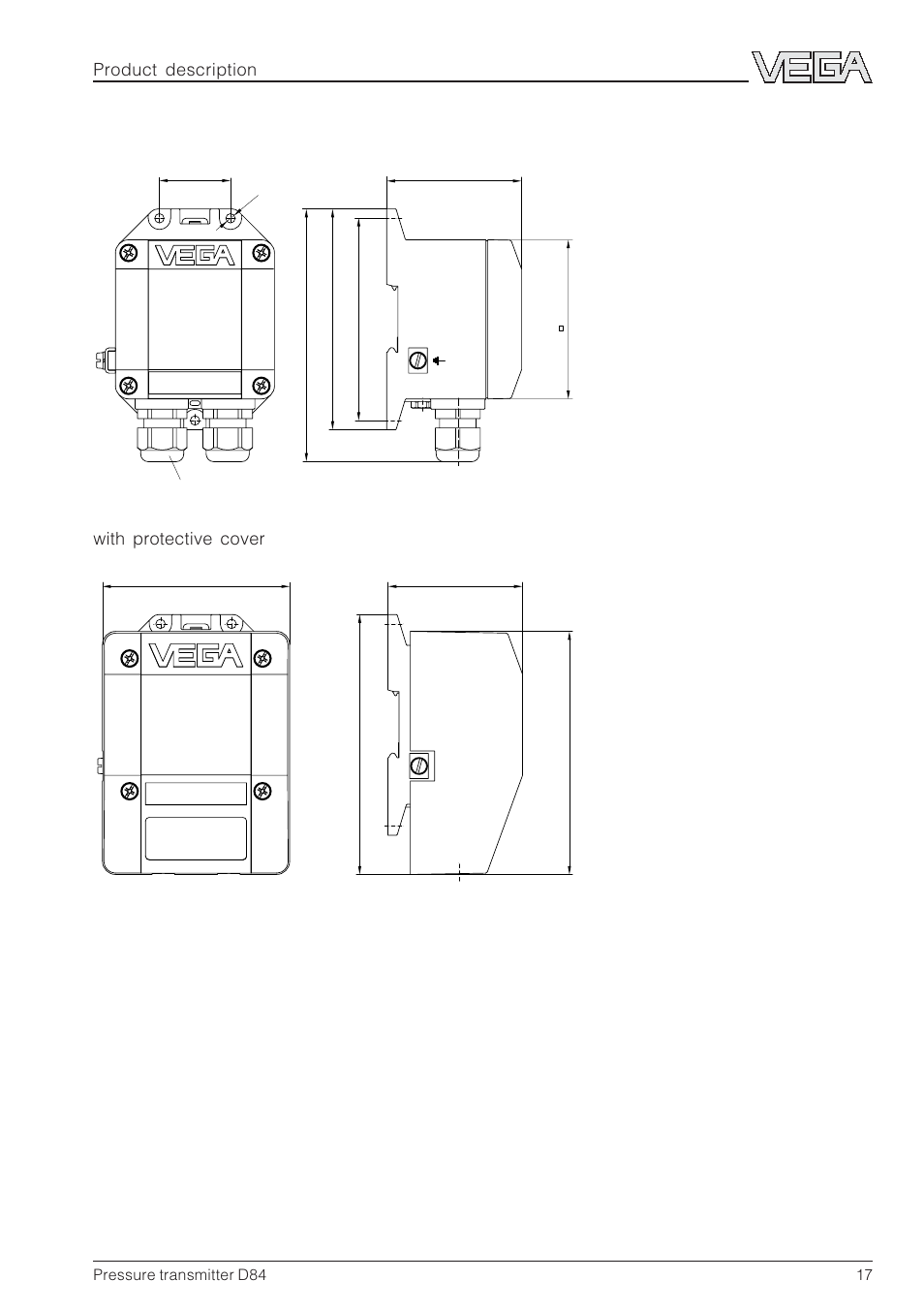 Product description, With protective cover vegabox 01 | VEGA D84 Hydrostatic pressure transmitter User Manual | Page 17 / 44