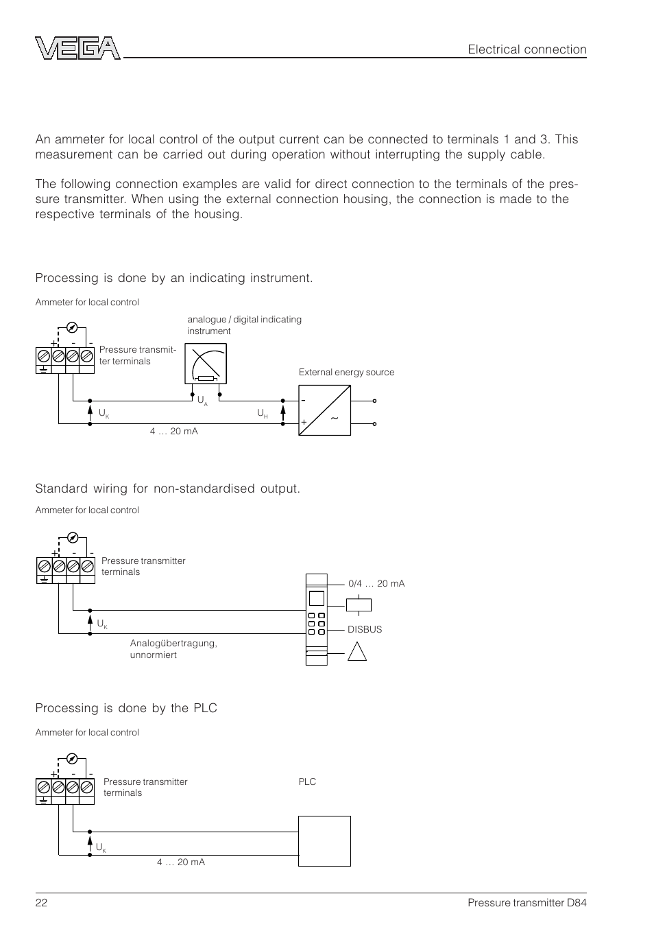 4 connection examples | VEGA D84 Hydrostatic pressure transmitter User Manual | Page 22 / 44