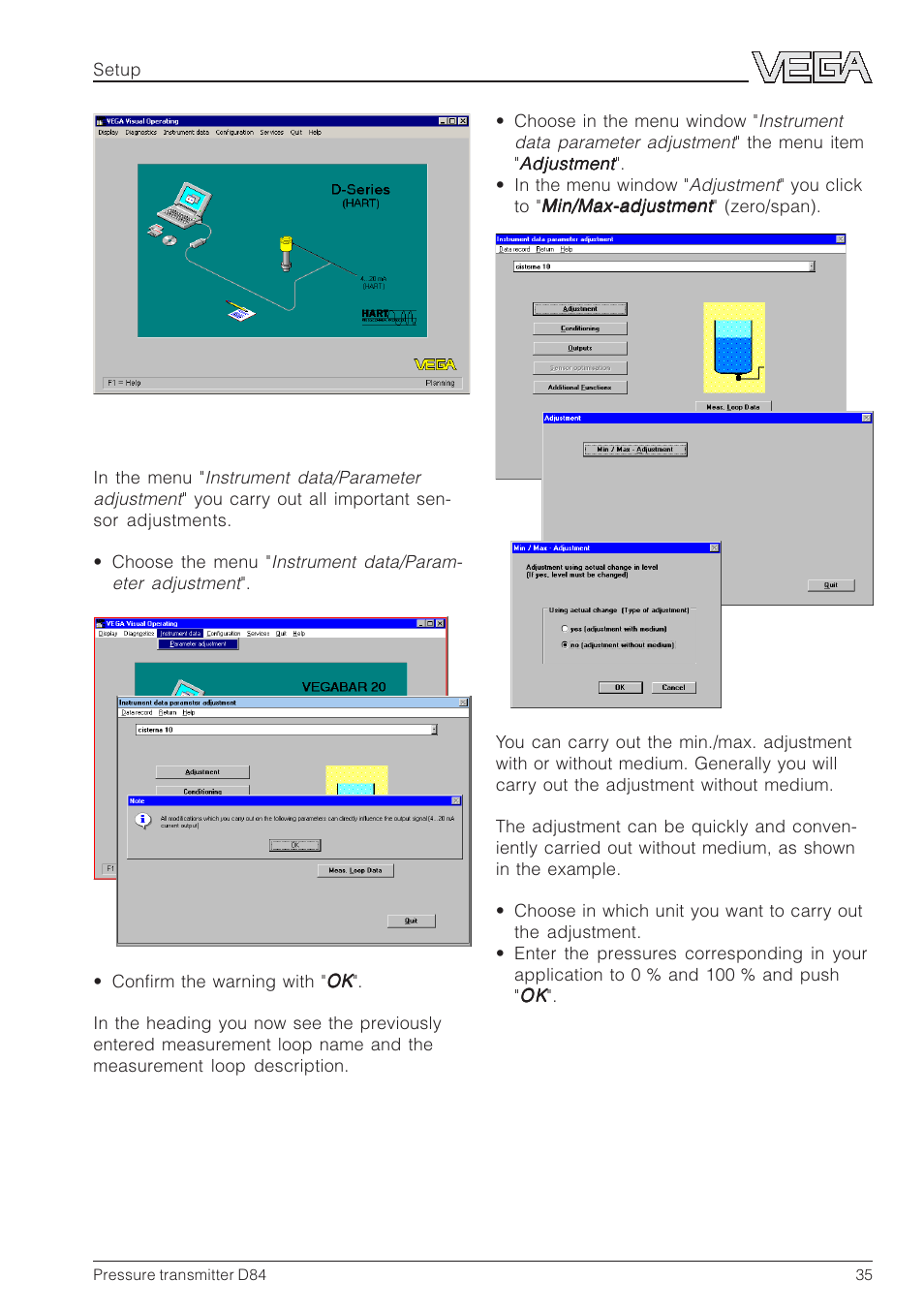 VEGA D84 Hydrostatic pressure transmitter User Manual | Page 35 / 44