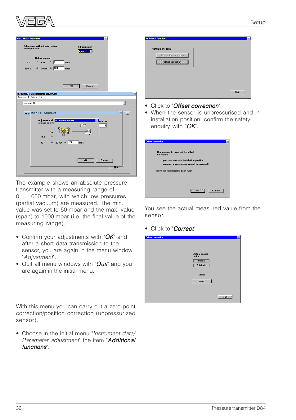 VEGA D84 Hydrostatic pressure transmitter User Manual | Page 36 / 44