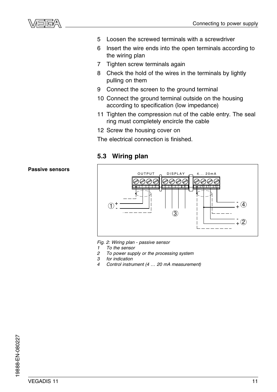 3 wiring plan | VEGA VEGADIS 11 User Manual | Page 11 / 24
