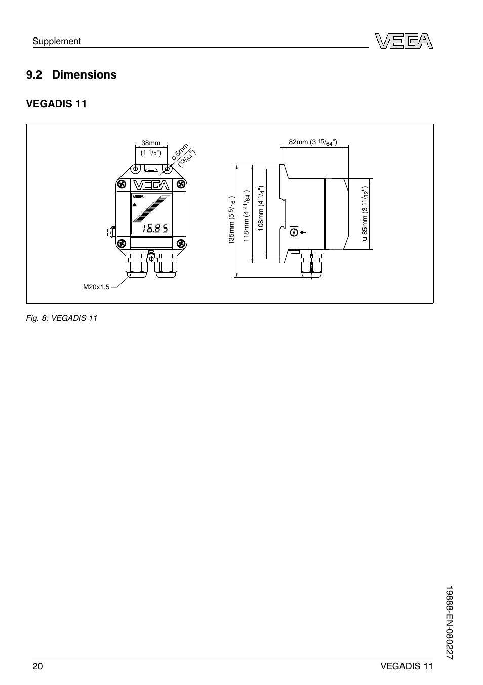 2 dimensions, Vegadis 11 | VEGA VEGADIS 11 User Manual | Page 20 / 24