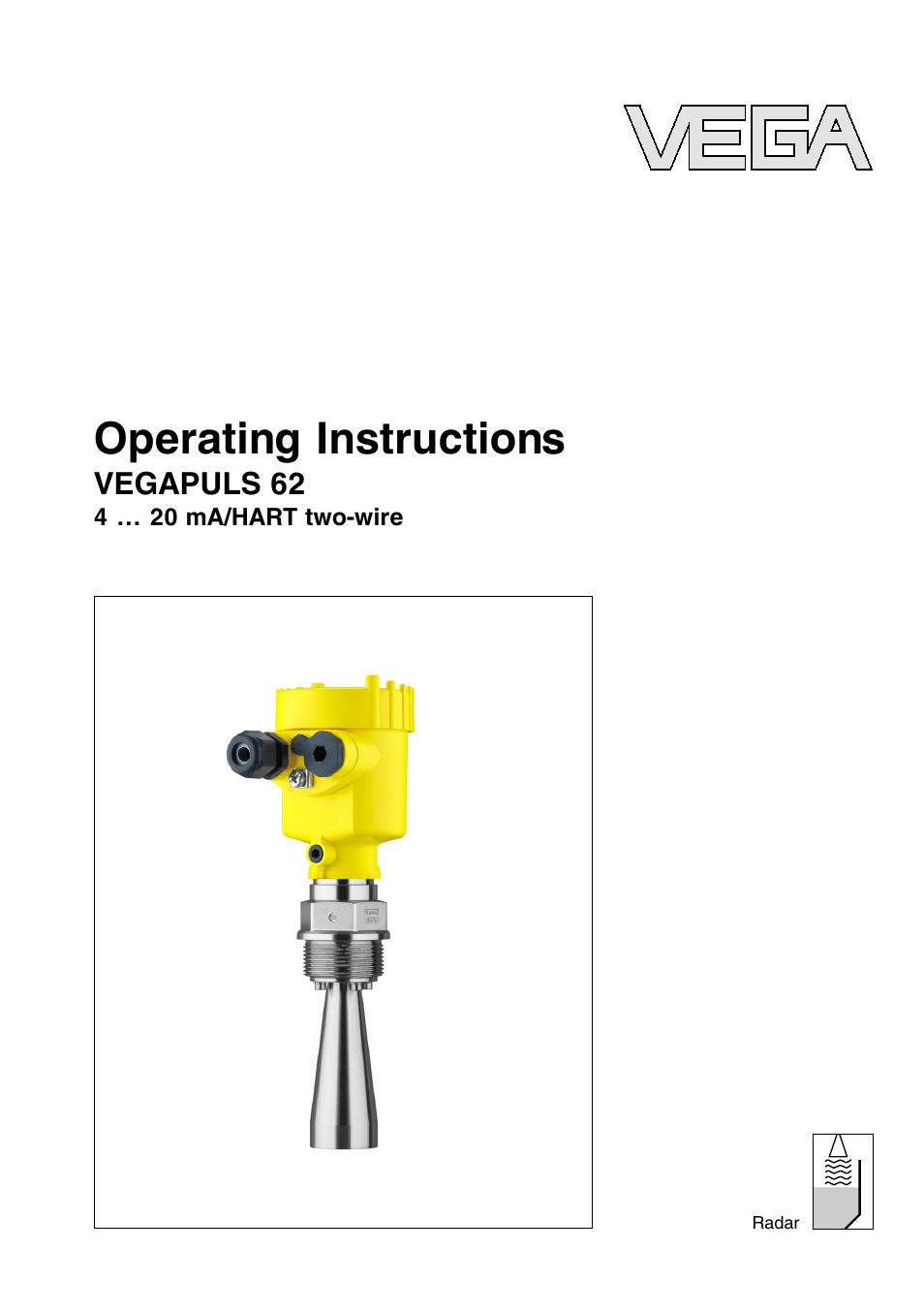 VEGA VEGAPULS 62 (≥ 2.0.0 - ≤ 3.8) 4 … 20 mA_HART two-wire User Manual | 80 pages