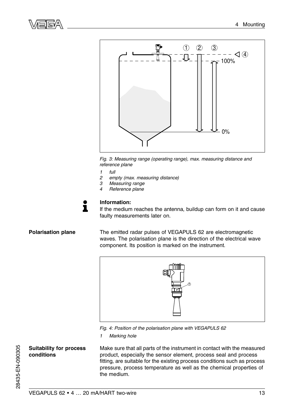 VEGA VEGAPULS 62 (≥ 2.0.0 - ≤ 3.8) 4 … 20 mA_HART two-wire User Manual | Page 13 / 80