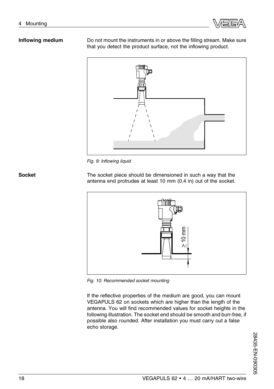 VEGA VEGAPULS 62 (≥ 2.0.0 - ≤ 3.8) 4 … 20 mA_HART two-wire User Manual | Page 18 / 80