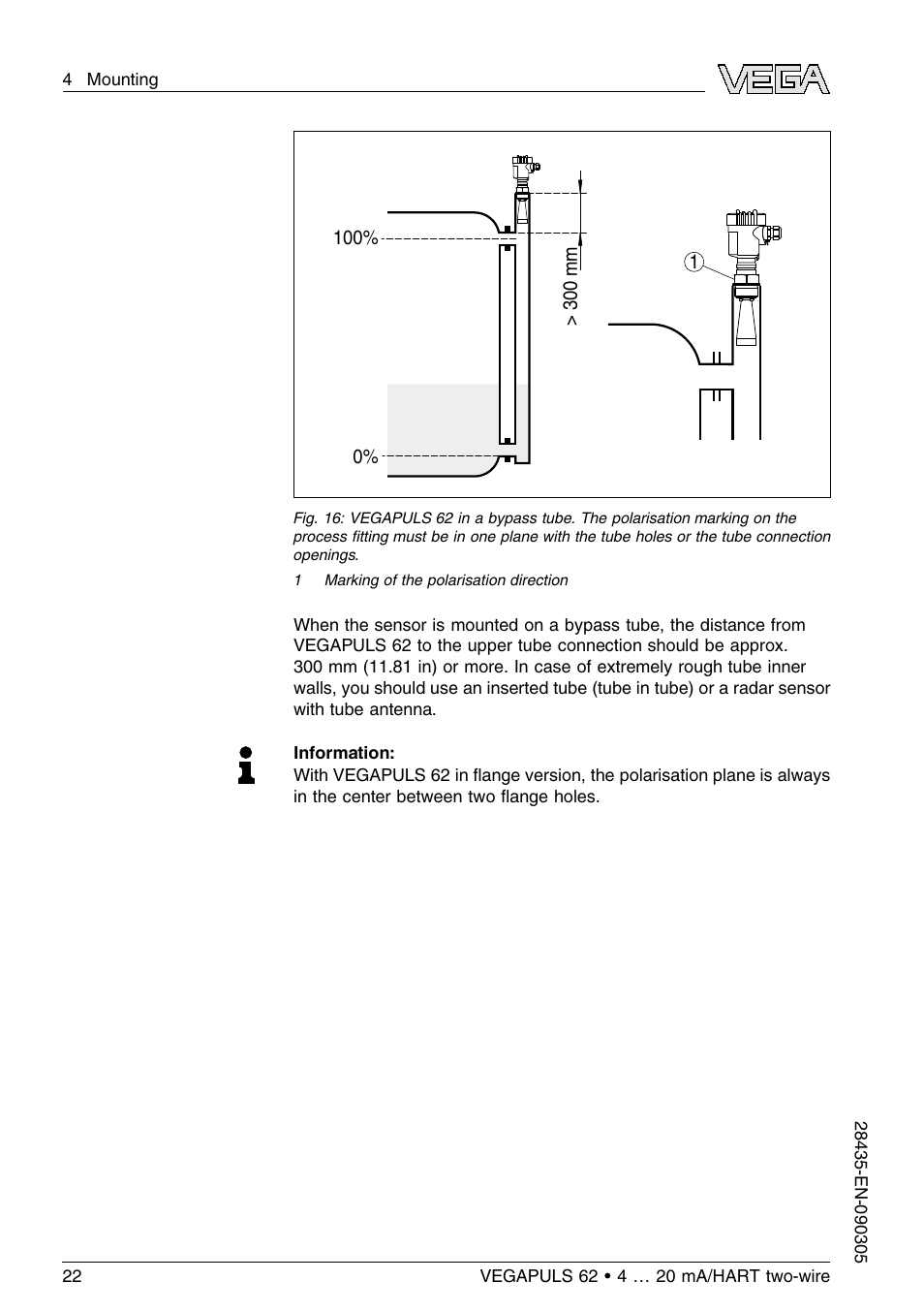 VEGA VEGAPULS 62 (≥ 2.0.0 - ≤ 3.8) 4 … 20 mA_HART two-wire User Manual | Page 22 / 80