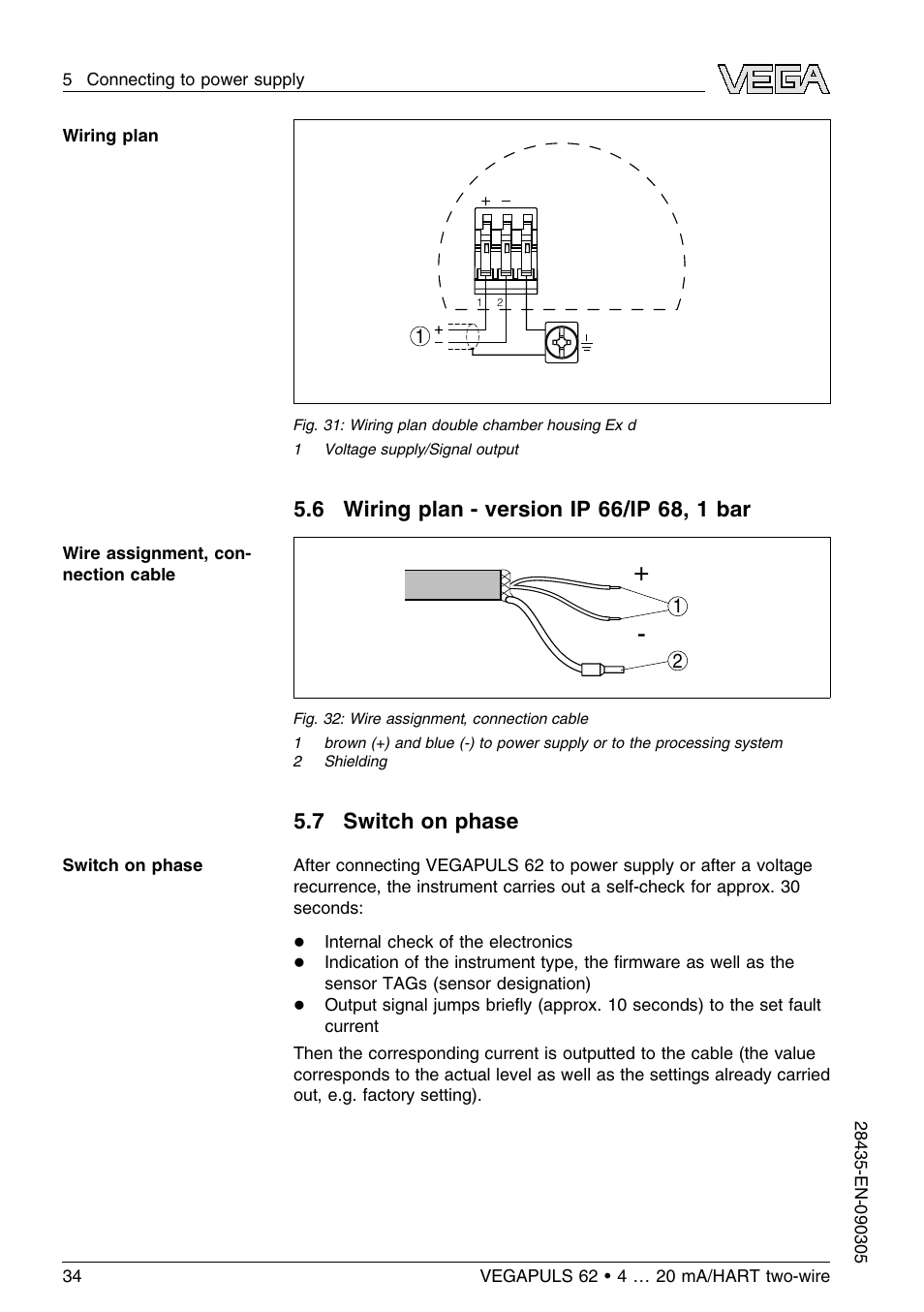 7 switch on phase | VEGA VEGAPULS 62 (≥ 2.0.0 - ≤ 3.8) 4 … 20 mA_HART two-wire User Manual | Page 34 / 80